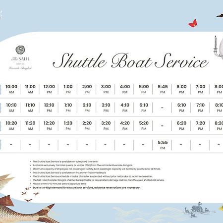 The Salil Hotel Riverside Bangkok Eksteriør bilde Shuttle boat service timetable