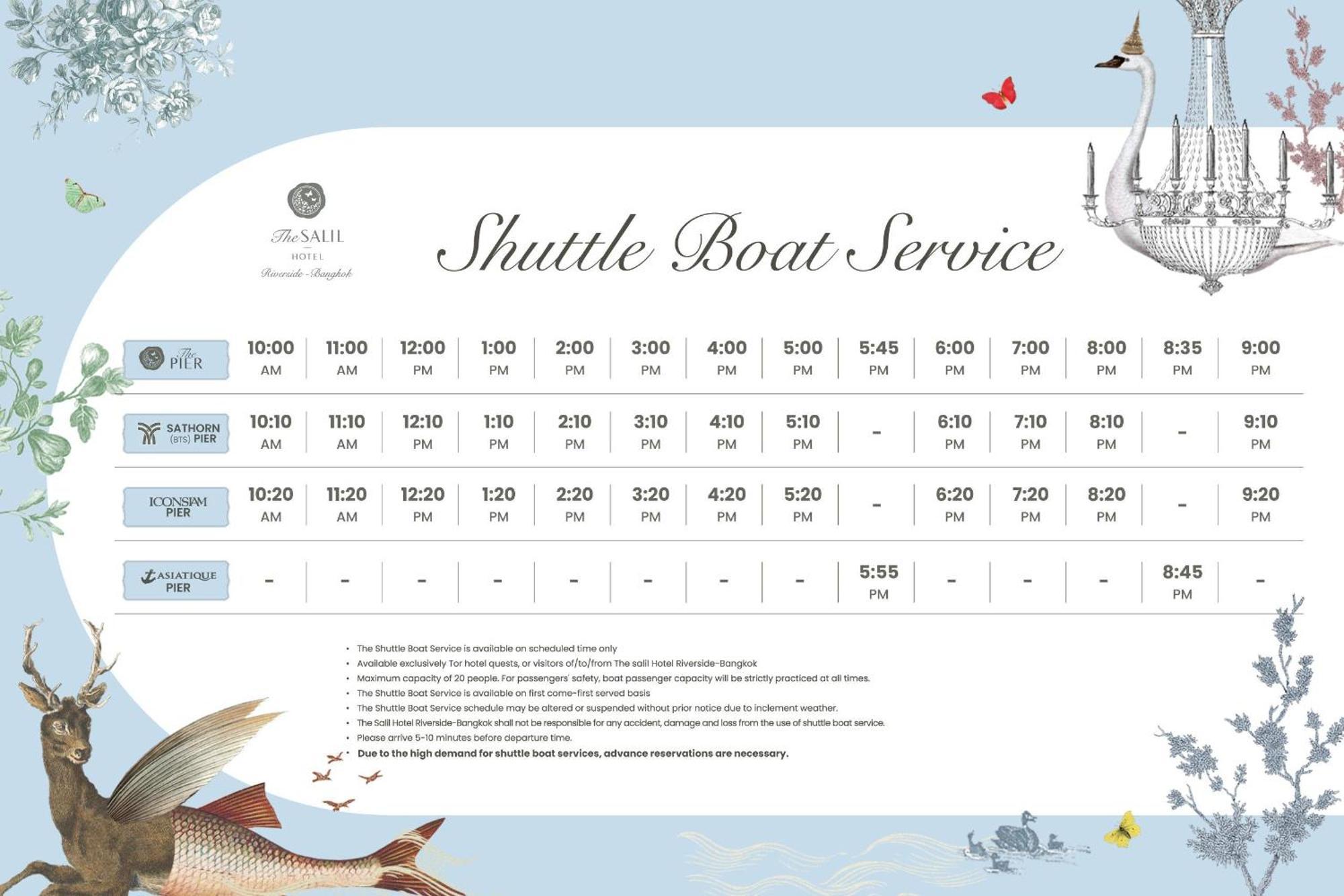 The Salil Hotel Riverside Bangkok Eksteriør bilde Shuttle boat service timetable